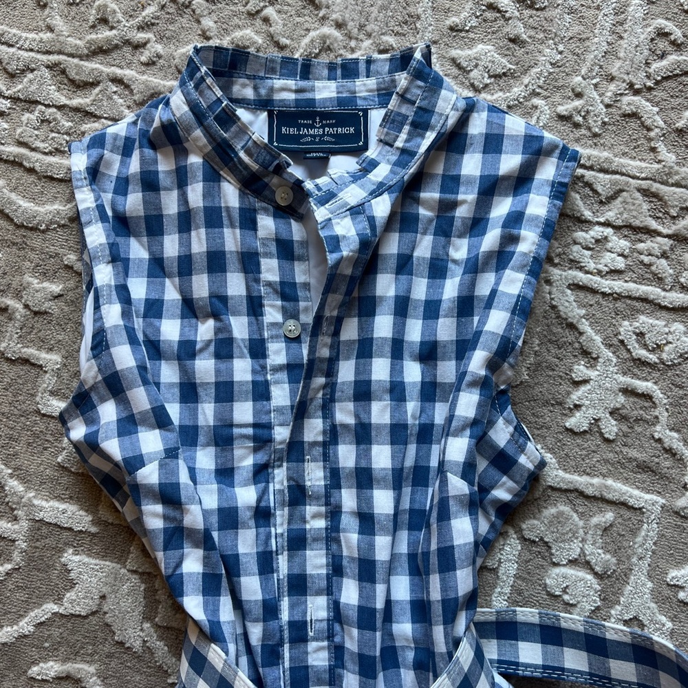 KJP blue gingham sundress with belt